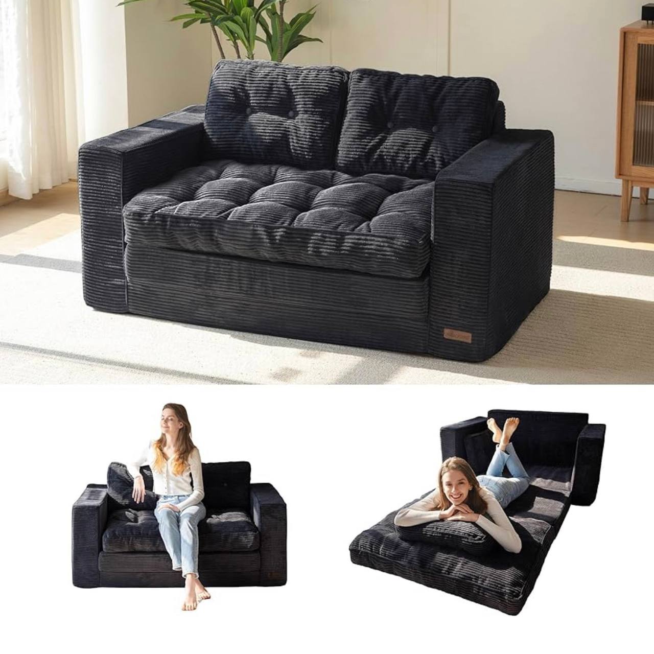 2-seater fabric sofa bed