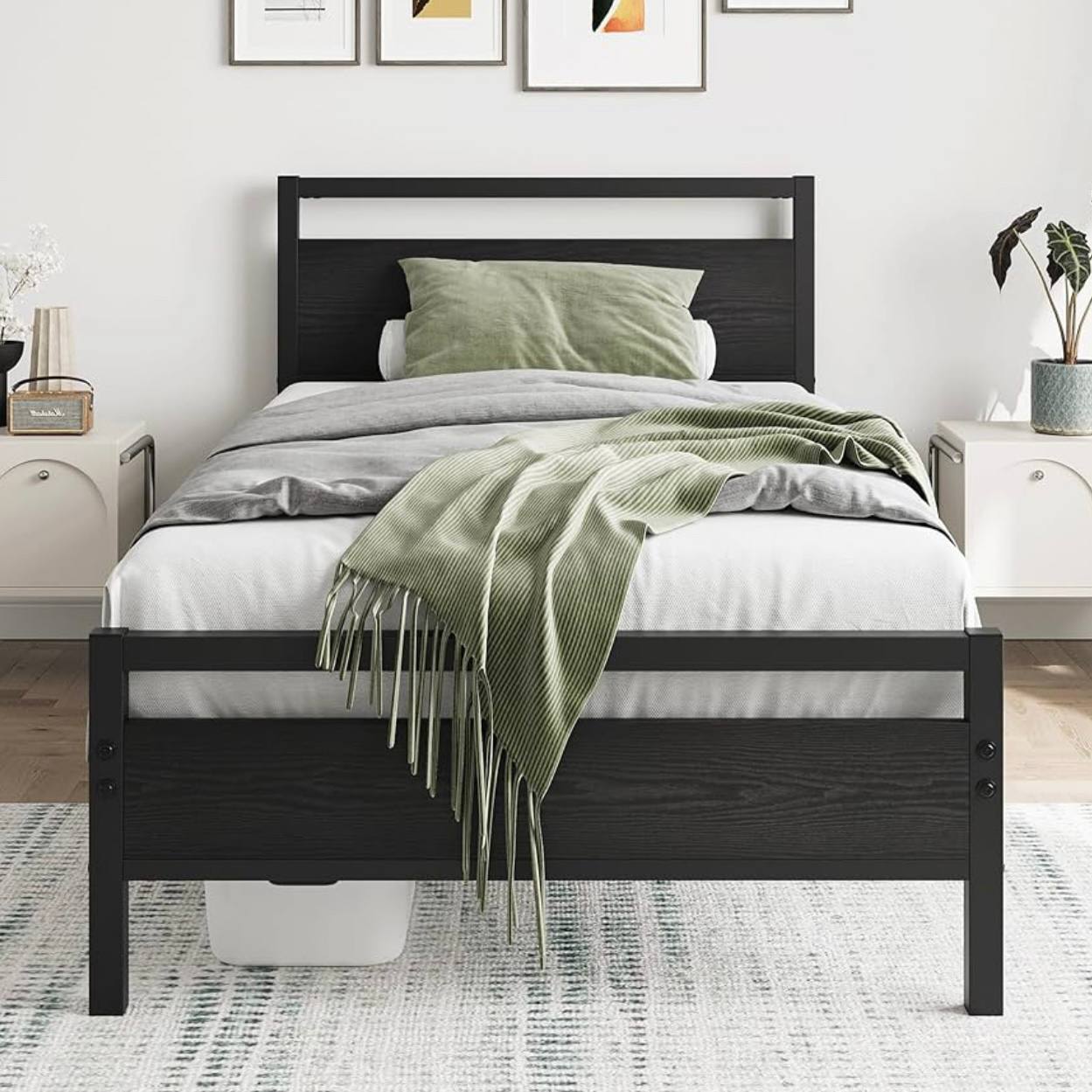 Single bed with headboard