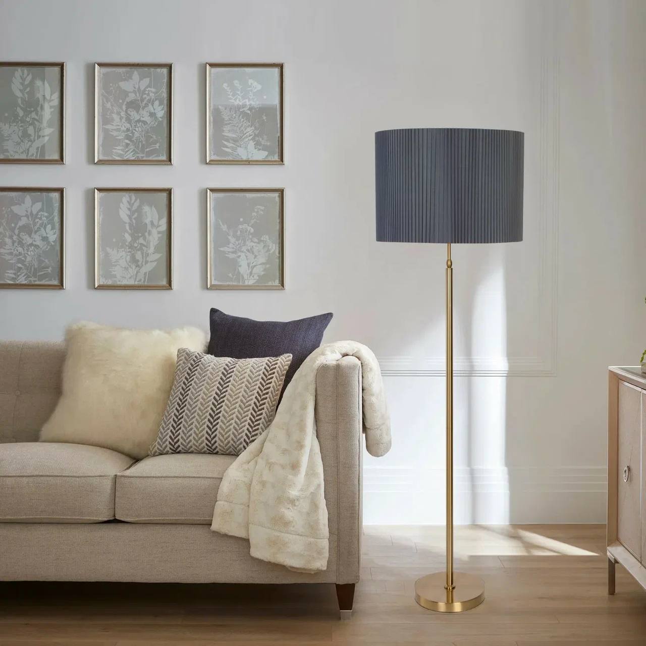 Floor lamp with fabric lampshade, 1.5 m height